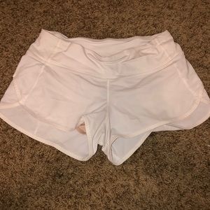 White Lululemon Speed Shorts